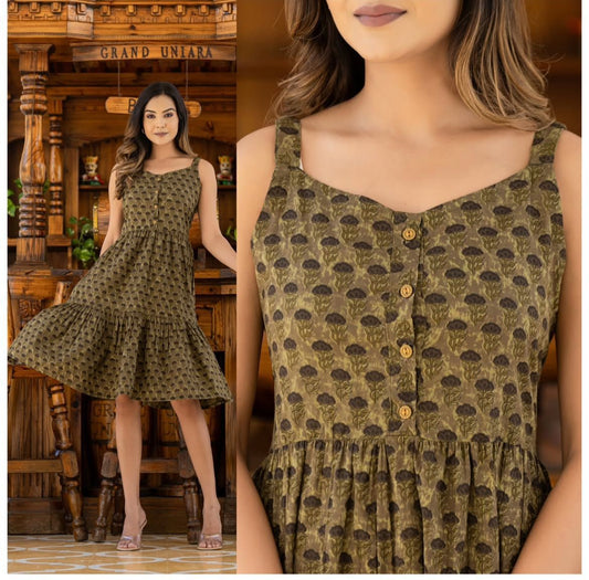 Hit Prints Sleeveless Ruffle Dress